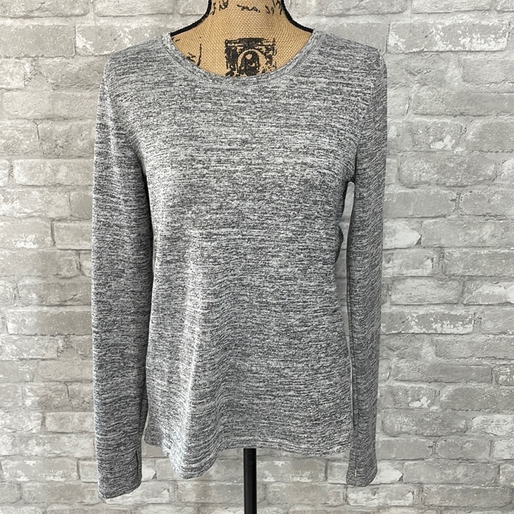 90 Degrees Grey Marled Pullover Open Back